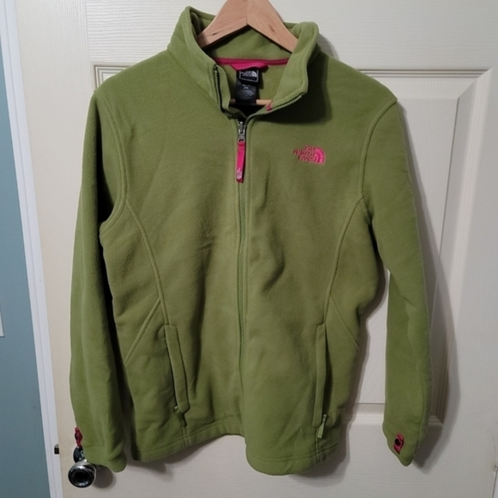 The North Face Green Fleece Full Zip Girl's XL Excellent Condition